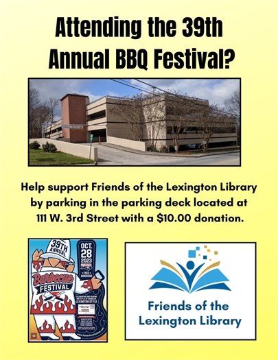 Barbecue Festival parking for the Friends of the Lexington Library