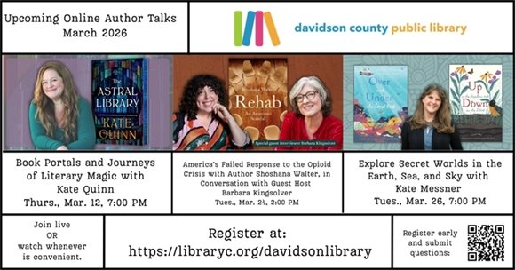 Online author talks in March, 2026
